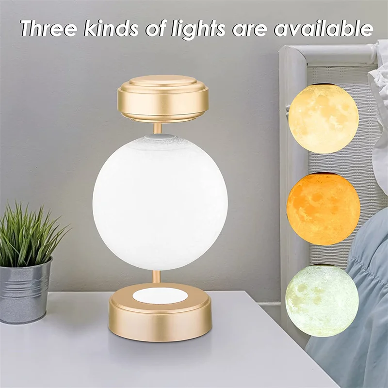 2024 Creative 3d Magnetic Levitation Moon Lamp Led Night Light Rotating ...