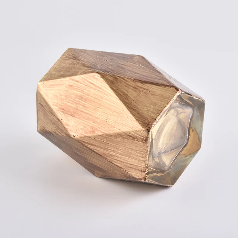 Custom Gold Hexagon Glass Candle Holders