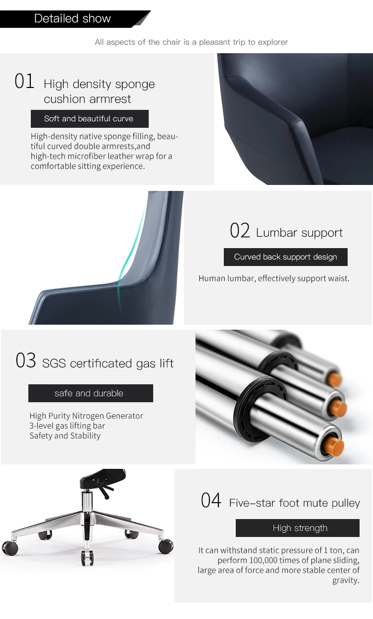 Wholesale China Black Erognomic PU Leather Desk Executive Chair CEO Manager Big And Tall Office Chair