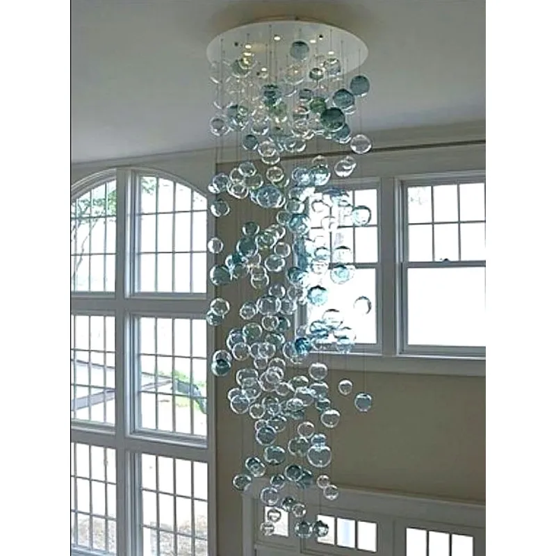 Hot Sale Murano Glass Bubble Chandelier LED Round Crystal Chandelier for Living Room Staircase