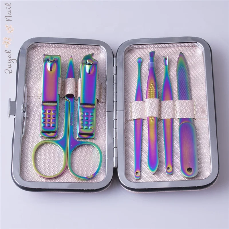 Wholesale 7pcs Stainless Steel Rainbow Nail Clipper Cutter Manicure Set Buy 7pieces & 15