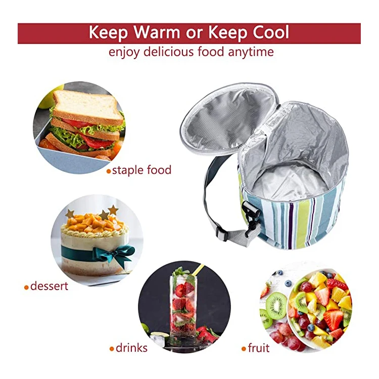 Wholesale Oem Thermal Round Printing Insulated Lunch Bag For Picnic