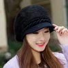 Chunky visor brim wholesale plush woman winter hat knitted hats with braided