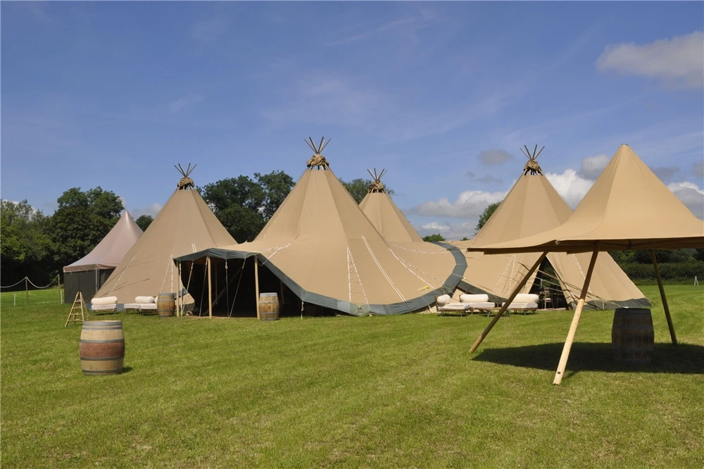 size custom wood pole waterproof canvas teepee tent kids cotton