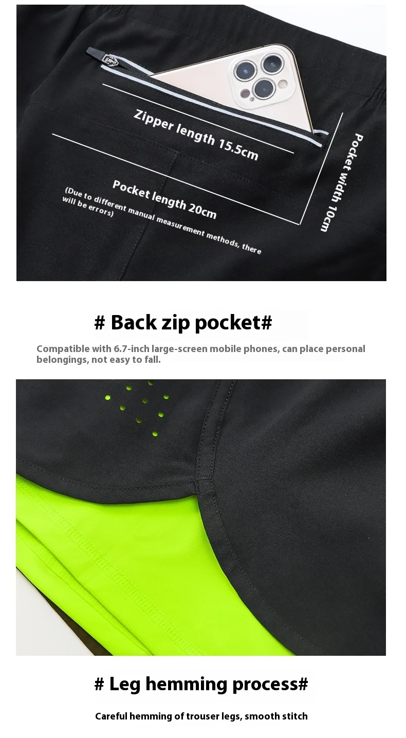 product mens summer sports shorts for gym beach double layer anti exposure marathon running fitness trunks three point design for-8