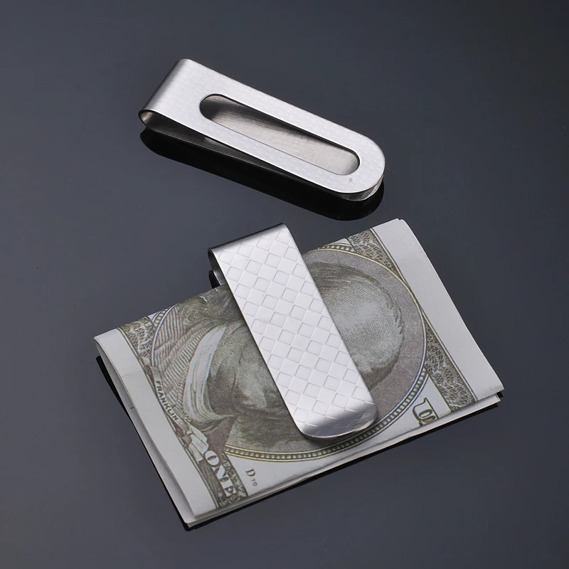 Logotipo personalizado de metal de aço inoxidável clipe de dinheiro para carteira de couro dos homens prata preto galvanizado carteira de metal ouro
