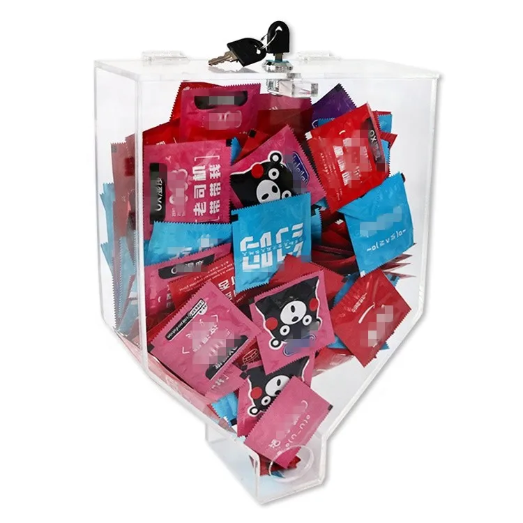 Custom Lockable Plexiglass Condom Case Pmma Wallmounted Clear Acrylic