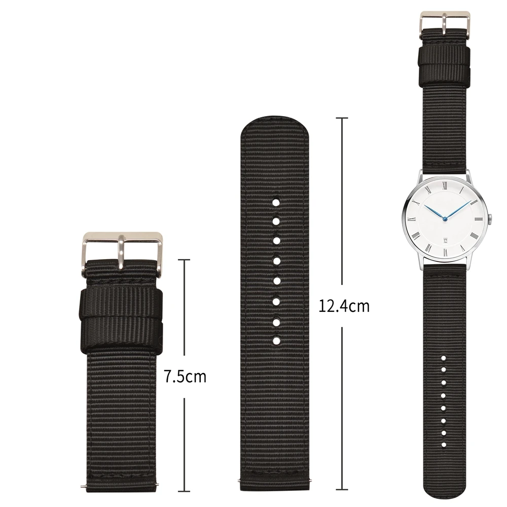 Wholesale 18mm 20mm 22mm 24mm Luxury Canvas Nylon Smart Watch Band Strap