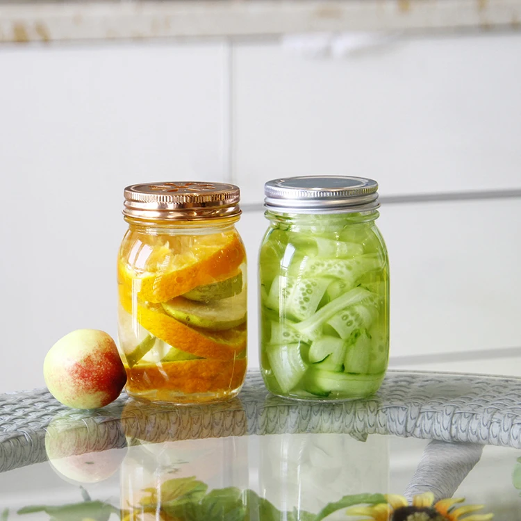 Vanjoin 120ml 250ml 500ml 32 Oz Wide Mouth Mason Jam Jar Glass Mason Jars With Metal Screw Lid