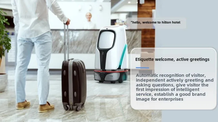 Hotel Robot with Elevator Access Front Desk Reception & Cross-Floor Multi-Function Delivery Plastic Guide Service Robot factory
