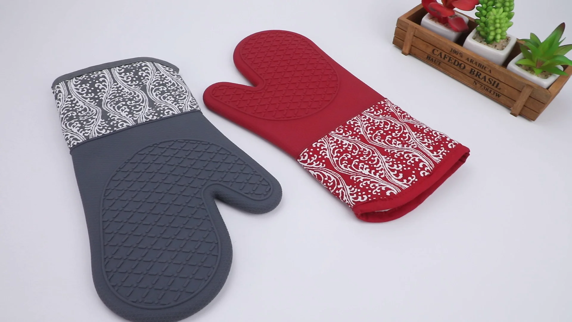 Meita Home Hot Grab Oven Mitt Manufacturer Plaid Printed 2pcs Non Slip