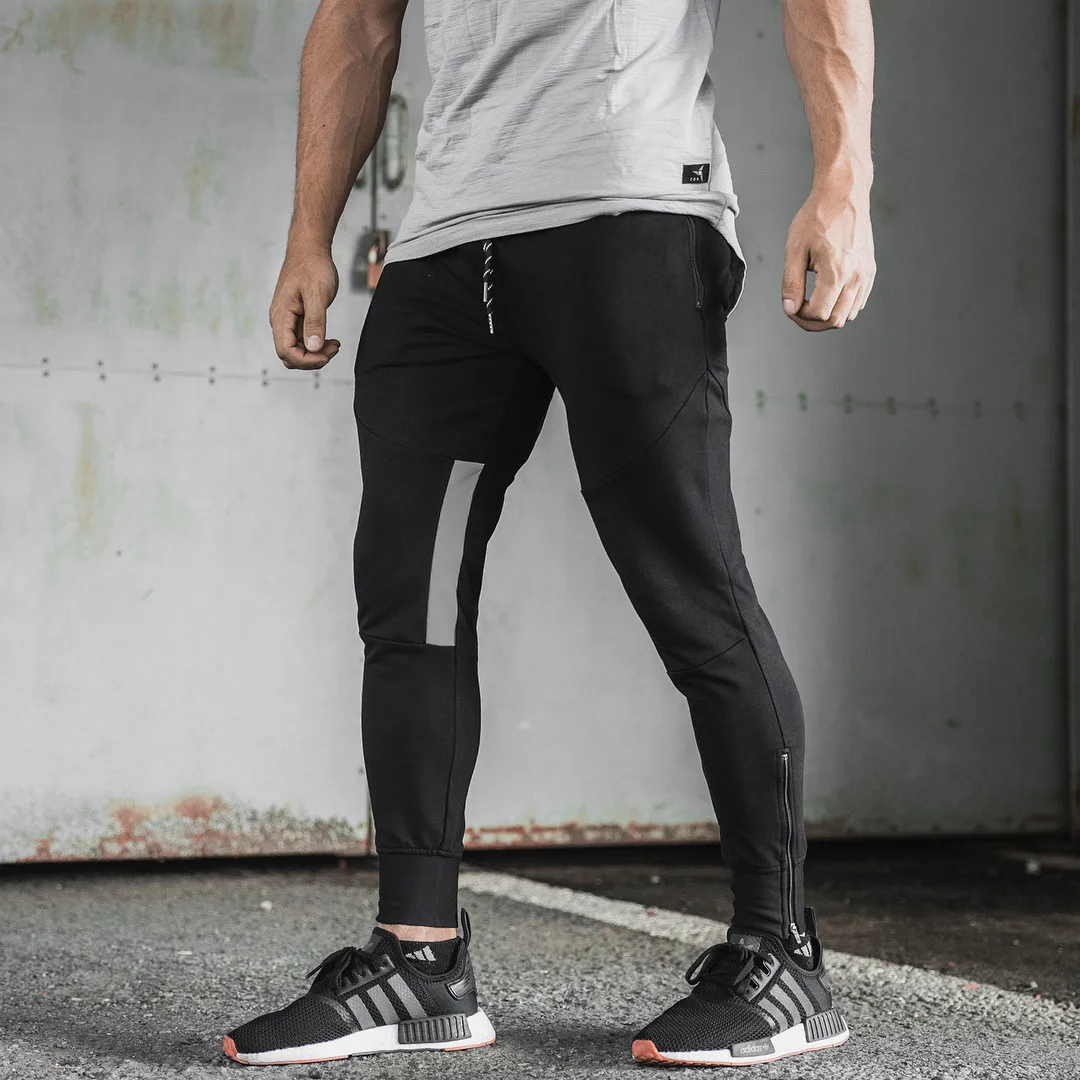 Men's Casual Slim Fit Workout Bodybuilding Sweatpants gym track pants with Zipper Pocket