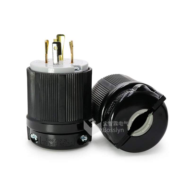 NEMA L14-20 Plug  20Amp 125/250Volt Straight Blade Twist Locking Male Plug 4-Prong Black-gray