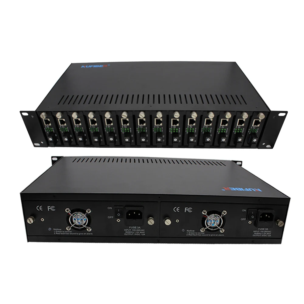 Fiber Optical Media Converter 19 Inch Rack 2u 14port Double Power Dc