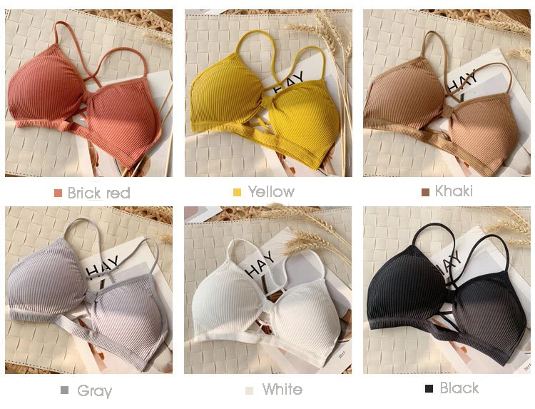  Women Cross Strap Sexy Back Bra Girls Cotton Wirefree