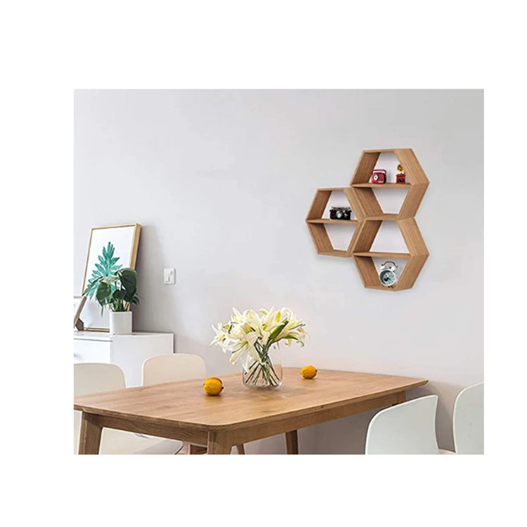  wall mounted hexagonal floating shelves