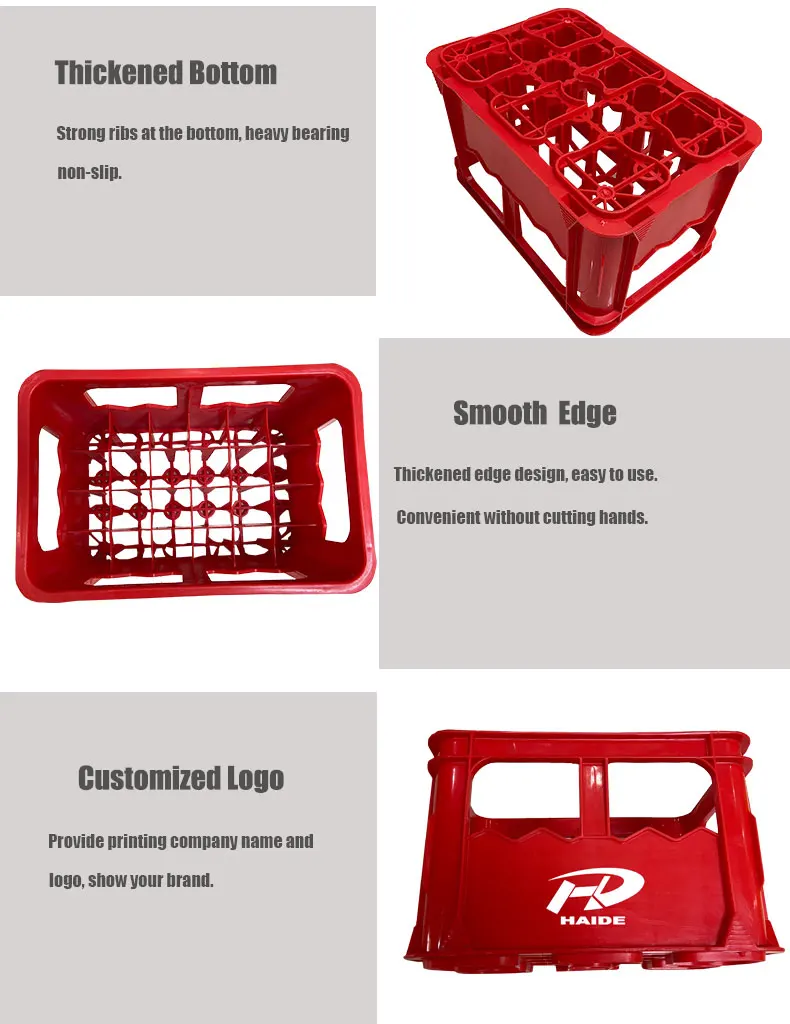 24 Grid Holes Beer Crate Cheap Price Plastic Glass Bottle Milk Crate