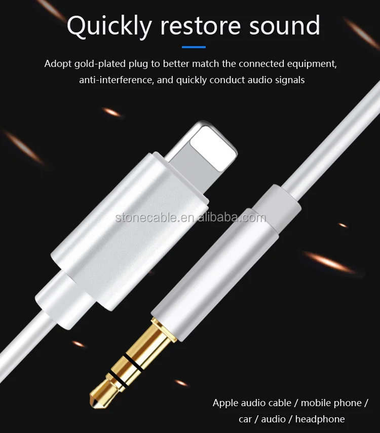 Premium For Lightning To Aux Cable For Iphone Headphone Home / Car