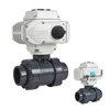 COVNA 1 inch 2 Way Full Port 220V AC 12V DC Modulating Electric Actuator PVC Plastic Double Union Ball Valve