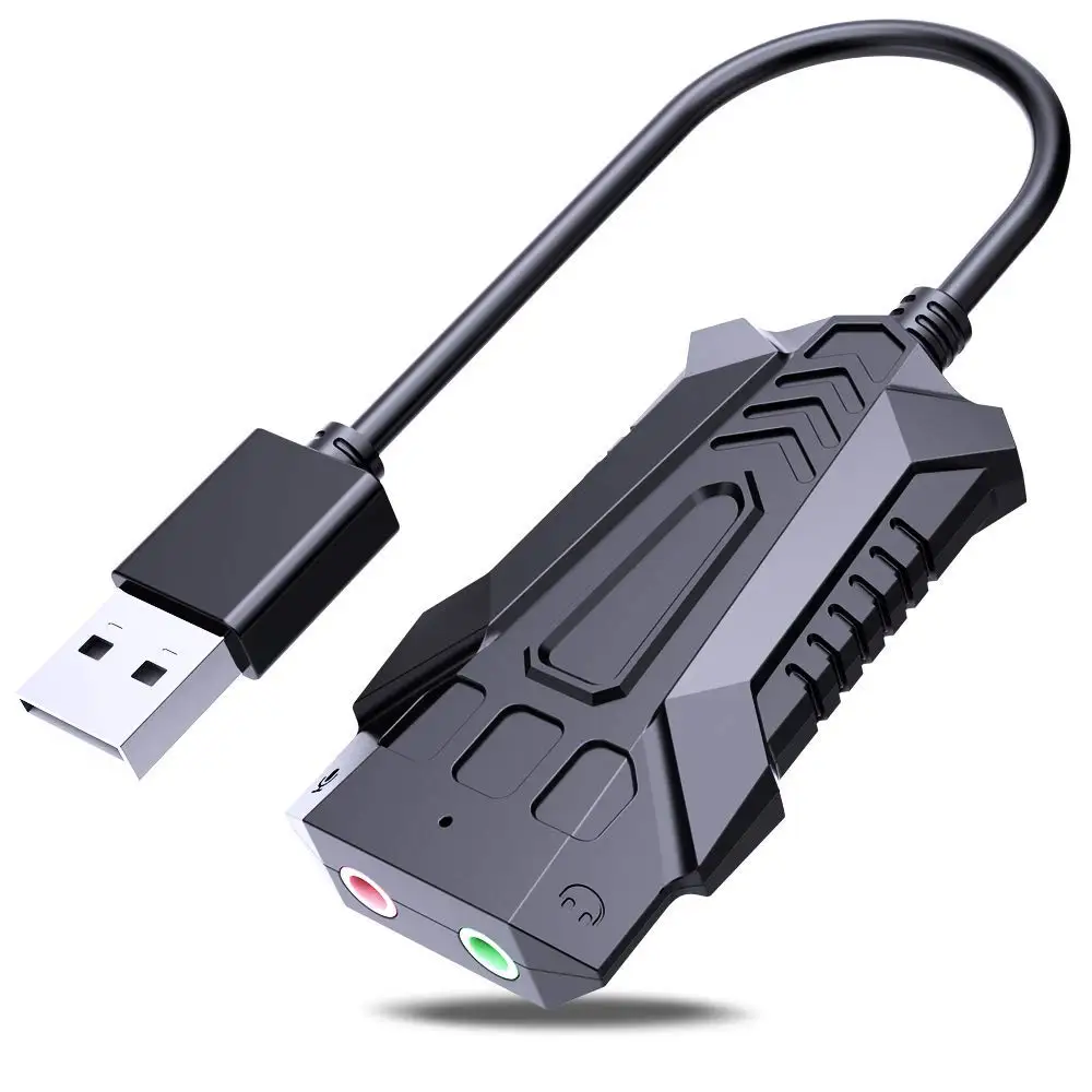 0耳机和麦克风插孔的usb 3.5毫米声卡适配器外部立体声音频声卡