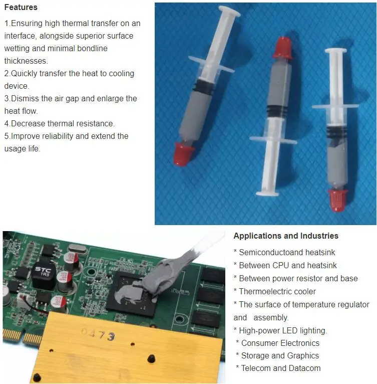 series thermal paste compound liquid heat transfer filling gaps