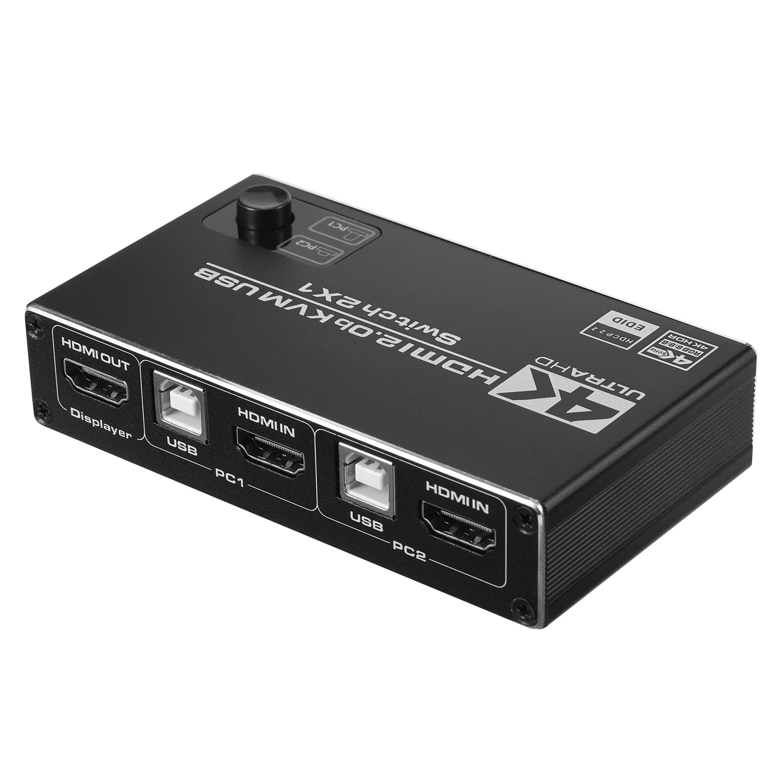 2 Port Usb Hdmi Kvm Switch 4k 60hz Rgb/yuv Hdr Hdmi 2.0 Switcher 2x1 Support Keyboard Mouse