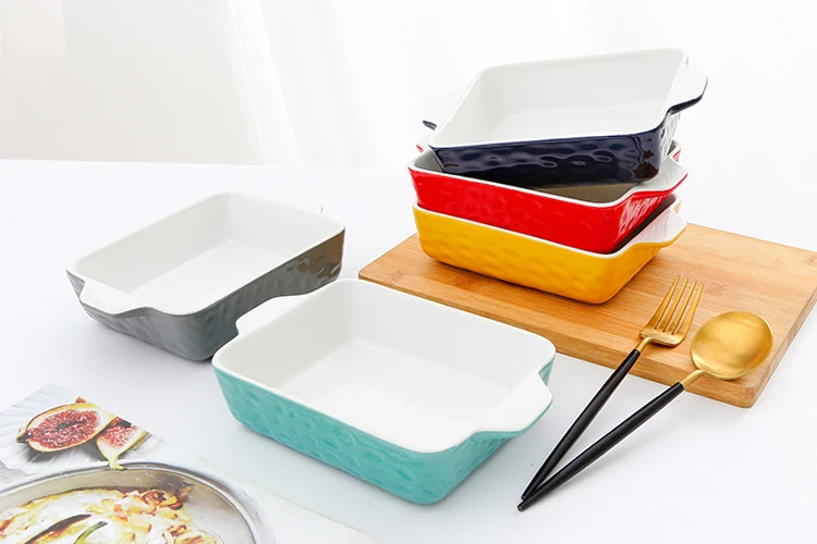 3-piece Modern Nonstick Ceramic Rectangular Casserole Glaze Baking Dish ...