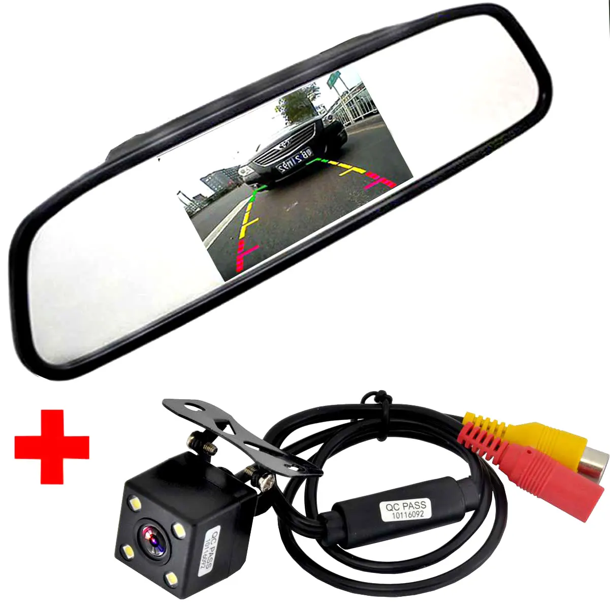 4.3" Car Rear View Mirror Monitor with NightVision Backup Camera Wireless System 
