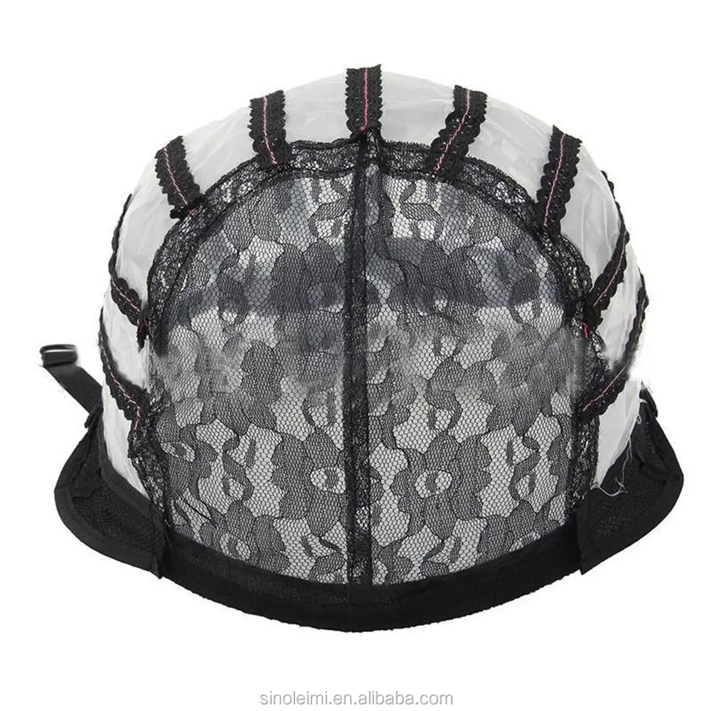 批发塑料假发帽用于制作机器假发发网与可调节表带透气网帽