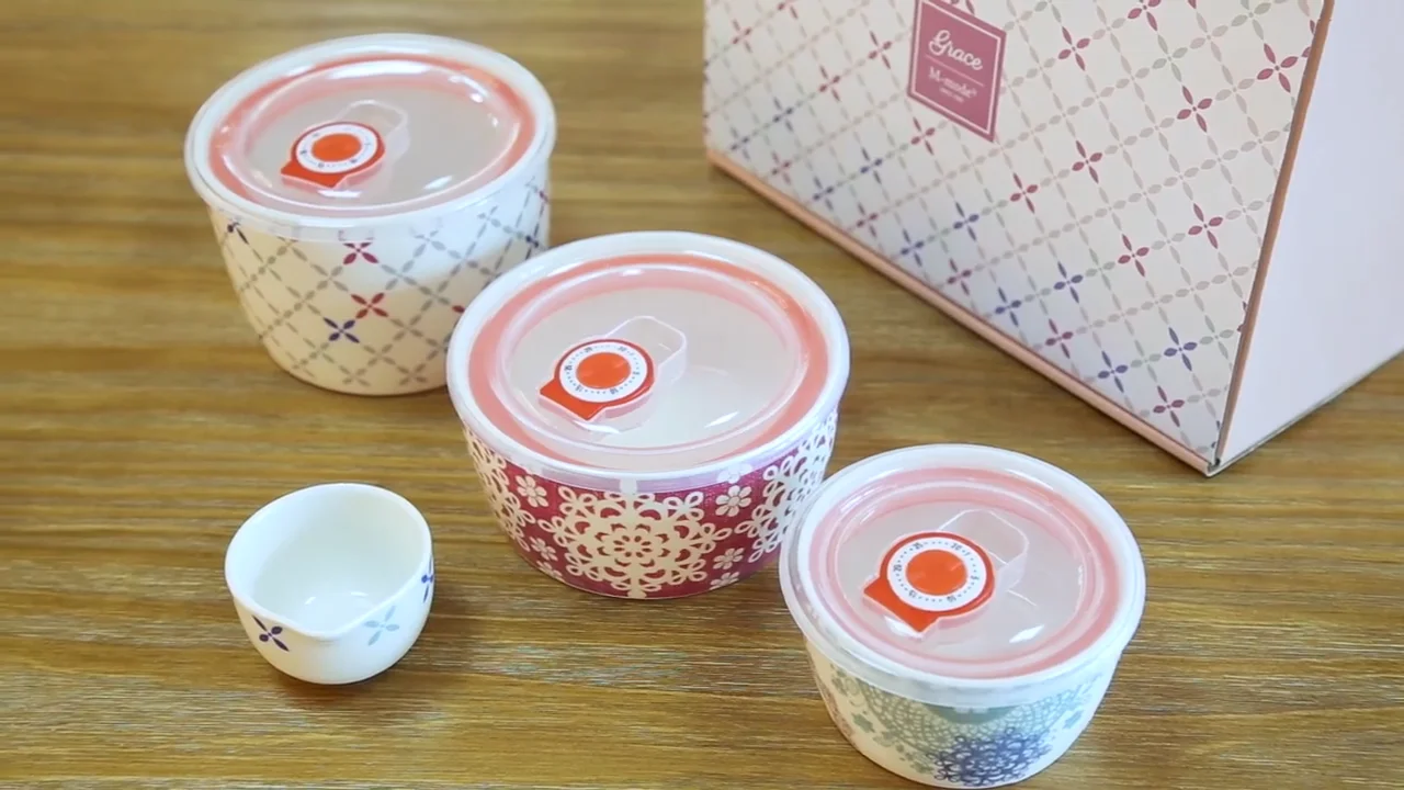 4piece Chinese Retro Classic Microwave Safe Gift Set Ceramic Bowl Set