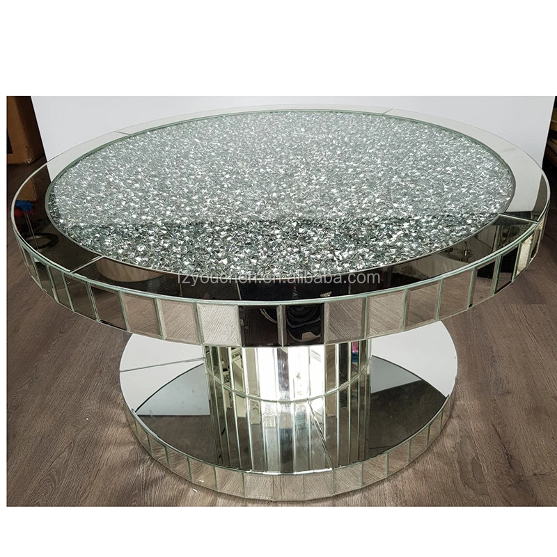 Diamond Crush Sparkle Crystal Round Mirrored Coffee Table Buy Coffee