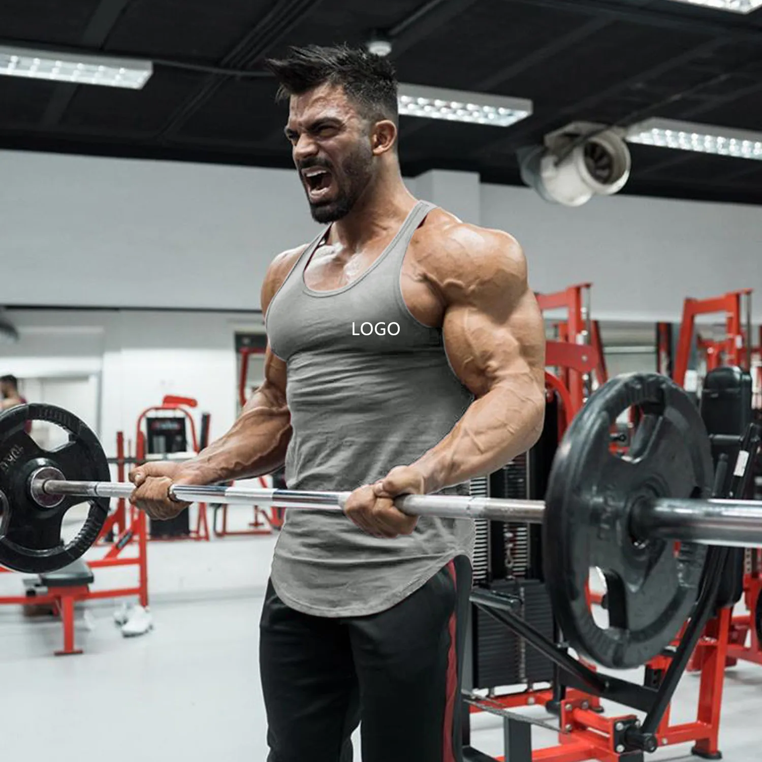 Corex Fitness Stringer Mens Gym Vest Black Bodybuilding Weightlifting Tank Top 