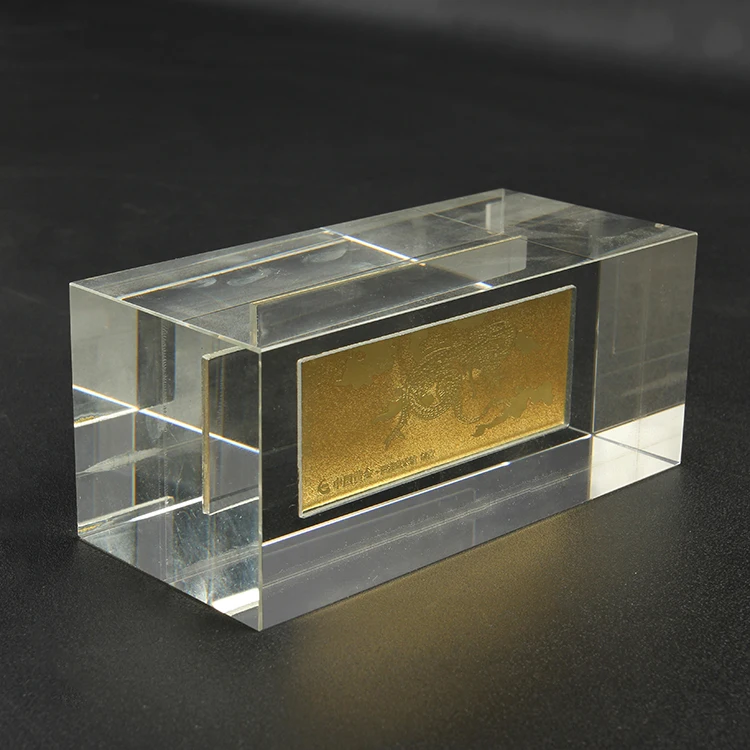 高端公司纪念品礼品 k9 aaa级水晶框架玻璃空白立方体与金箔内 - buy 
