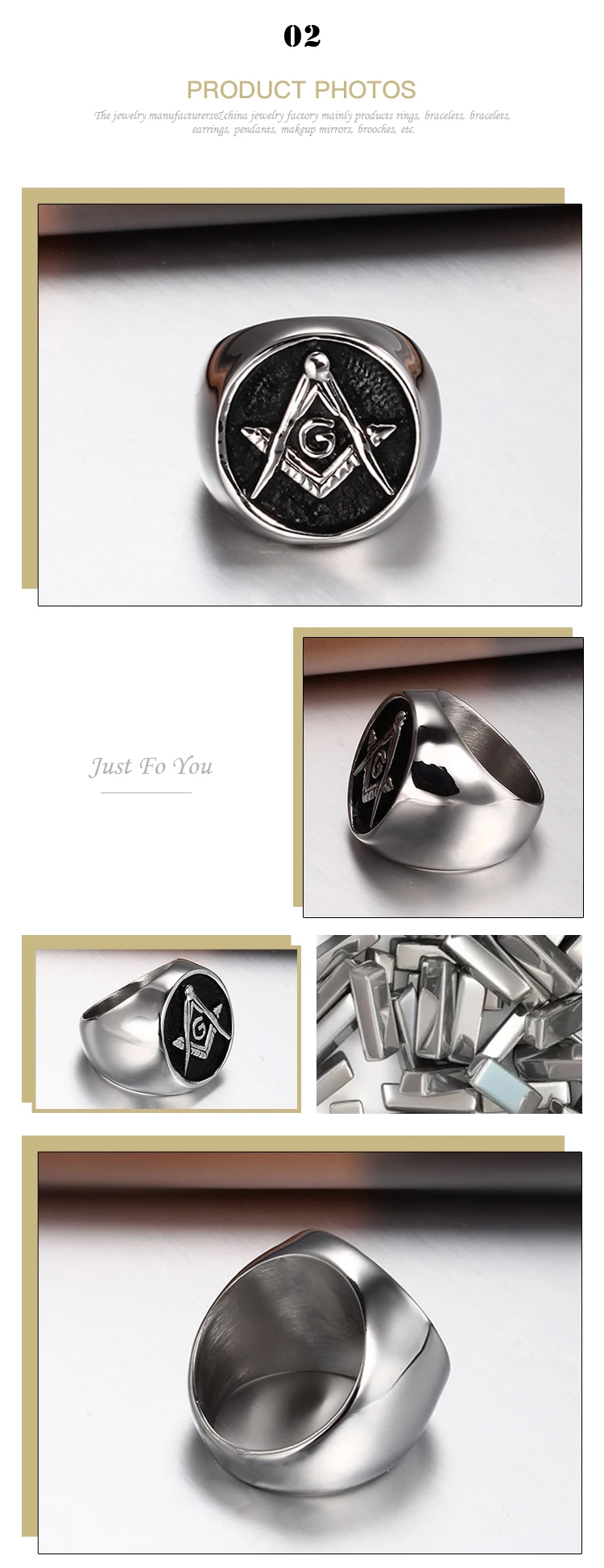 Factory direct sale religious element stainless steel casting Masonic Memorial Ring RC-004