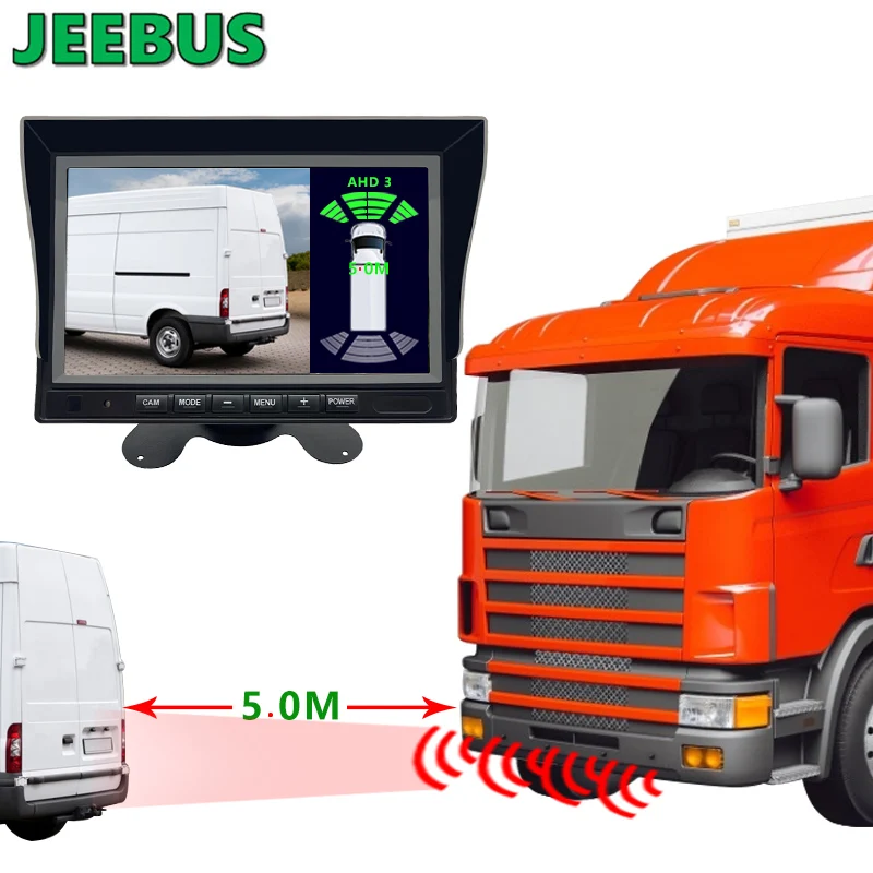 Ultrasonic Digital Visual Radars Front Rear Right Rear Blind Spot Detector Parking Sensor Monitor with Camera for Fire Truck