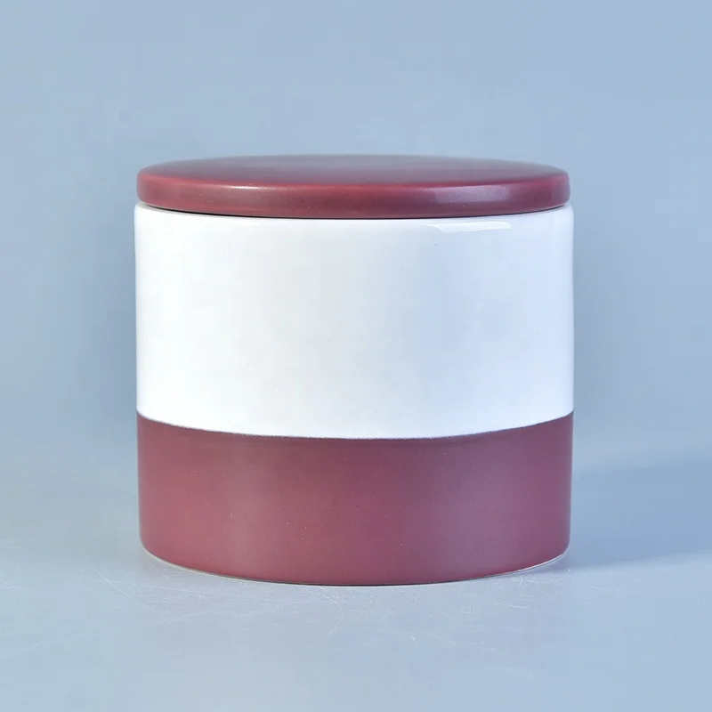 Red And White Ceramic Jars For Candle Making