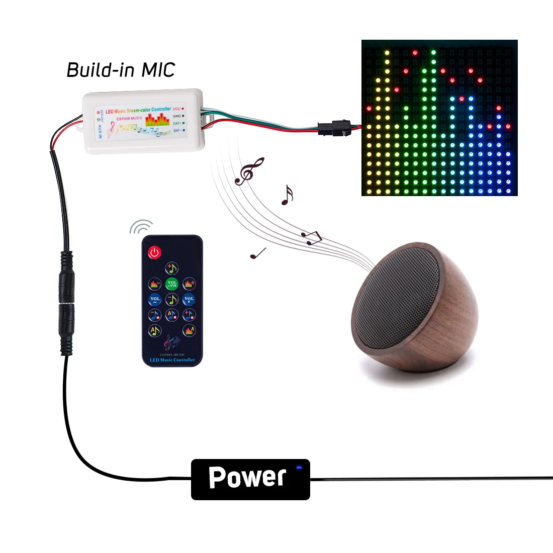 LED Wifi Musik Controller Mit Mic Für Pixel Panel Streifen APP Control DC5-24V