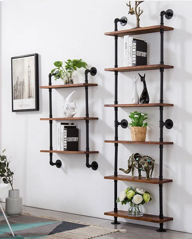 Black Simple Wrought Iron Ledge Meta Iron Log Rack