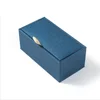 Simple and elegant blue fabric rectangle double cufflink storage box display gift box with velvet lining