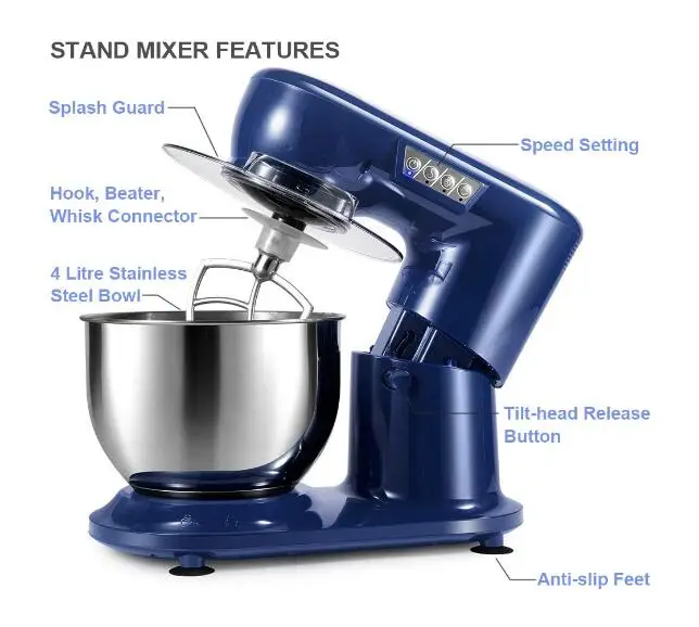 Household Electric Stand Mixer Kneading Kitchen Machine With 4l Bowl