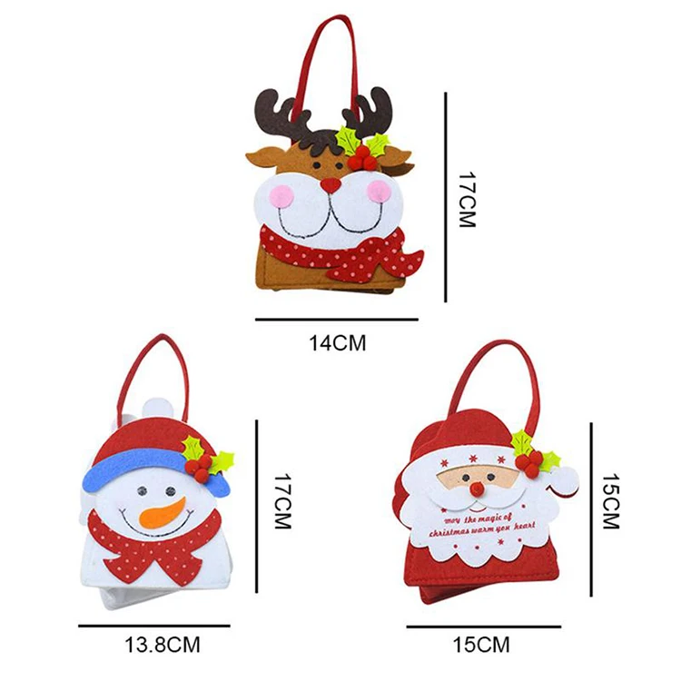 Small Gift Bags Decorative Xmas Felt Gift Bag Appliques Cartoon Factory
