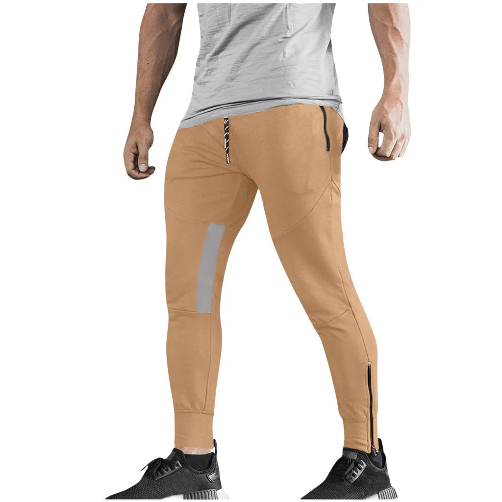 Men's Casual Slim Fit Workout Bodybuilding Sweatpants gym track pants with Zipper Pocket