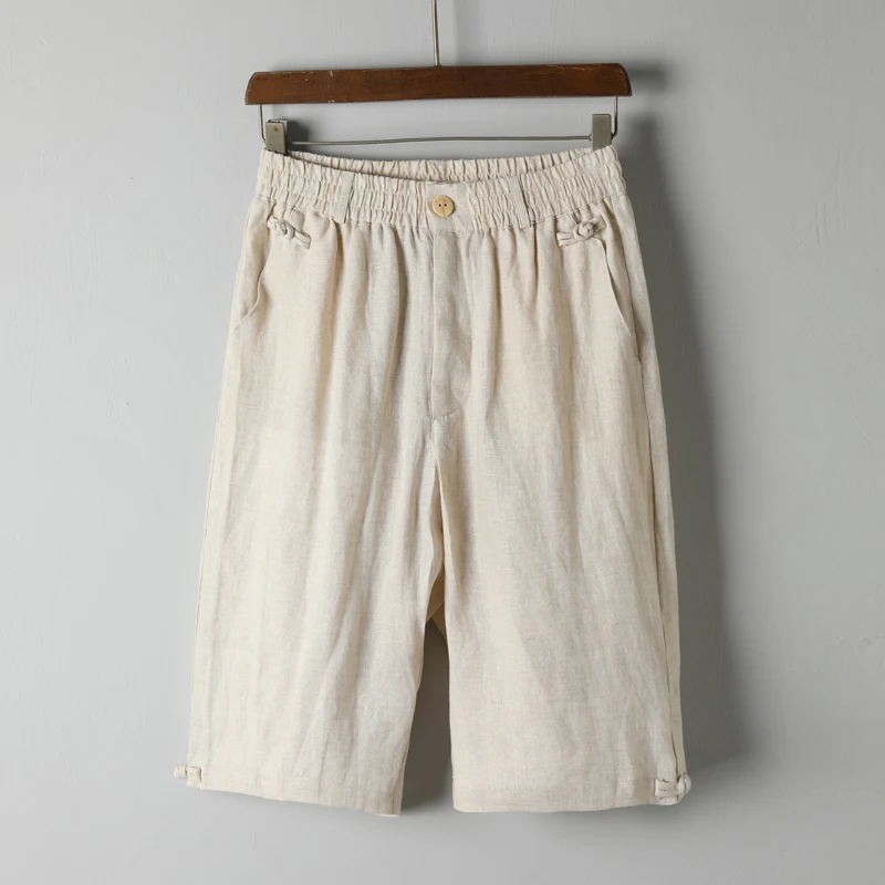 
Natural Fabric Premium 100% Flax Shorts Men Linen Fashion Shorts For Men Casual 