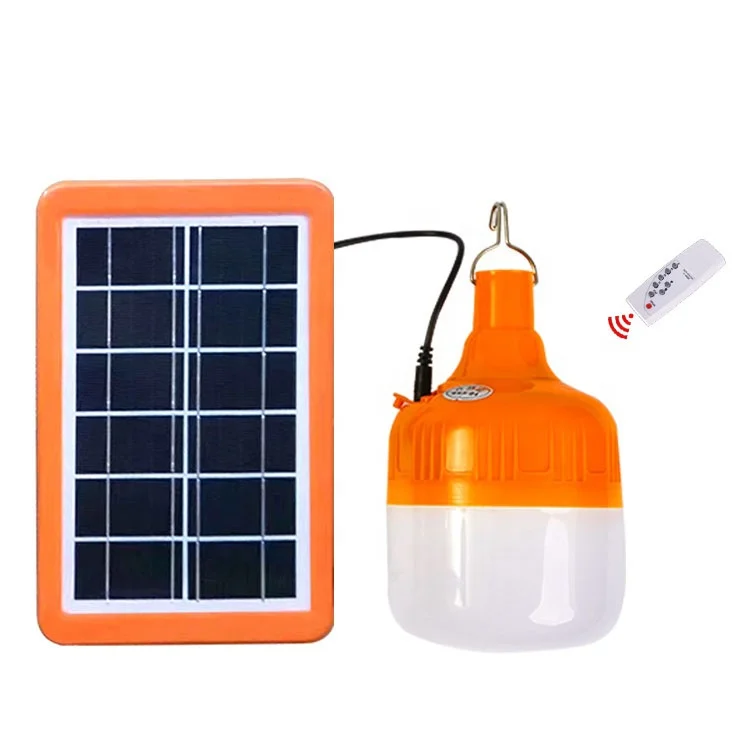 JD Wholesale Outdoor Light Portable Bulb Solar Energy Lamp Lighting LED Bulb With Plug- in Solar Power Panel