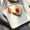 Wholesale Lovely Creative Toast Shape Breakfast Ceramic Bread Plate Hand-painted Rim High Temperature Glazed Baking Plate Tray