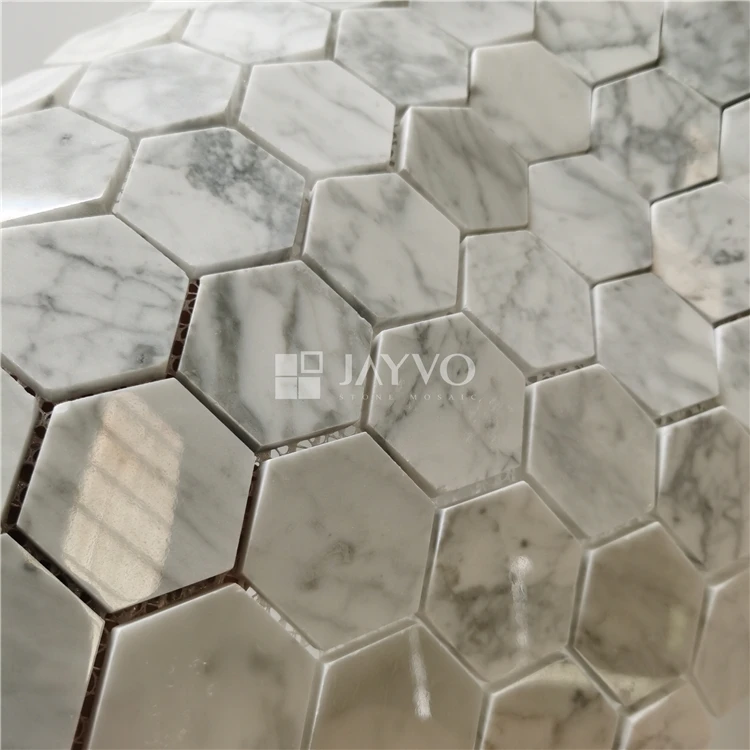 Italian Bianco Carrara Marble Mosaic Hexagon Polish 285*300MM Tiles Marble Mosaic Art Tile hexagon mirror tile