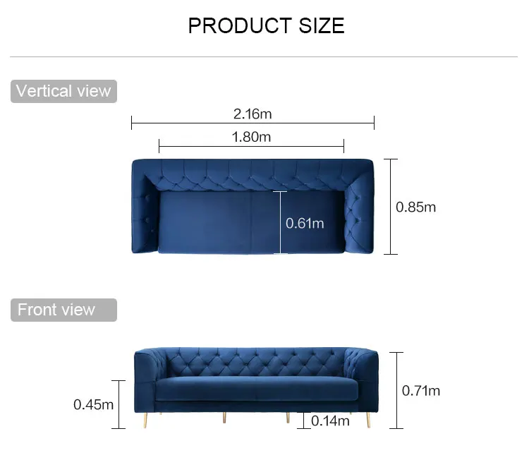 Modern Nordic Fabric Living Room Furniture Hotel Wedding Tufted Sofa Set