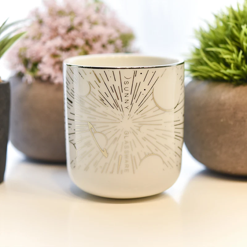 Wholesale Ceramic Candle Holder Galaxy Pattern Metallic Designs Home Decoration