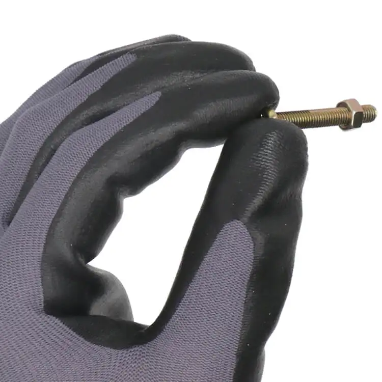 Good price grey nylon light black nitrile palm recycled yarn knit women garden work nitrile gloves <span style=