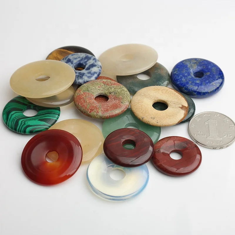 Women Female Necklace Charms Donut Shape Crystal Pendant Genuine